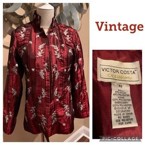 Vtg Victor Costa Sequin Embroidered pleated jacket